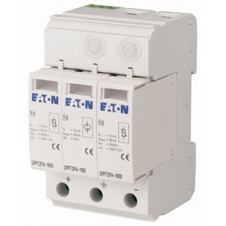 SPPT2PA-1000-2+1PE-AX - SPPT2PA-1000-2+1PE-AX 132665 EATON ELECTRIC Plug-in surge arrester with auxiliary contact, 1000 V DC, 2+Npol..