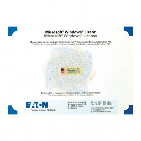 LIC-OS-CE50-C - LIC-OS-CE50-C 140406 EATON ELECTRIC License Windows CE 5.0 for XV200, XVH300, XV(S)400