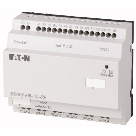 EASY618-DC-RE - EASY618-DC-RE 232112 4520993 EATON ELECTRIC I/O expansion, 24 V DC, 12DI, 6DO relays, easyLink
