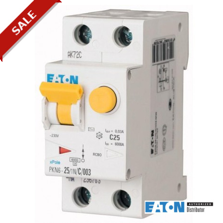 PKN6-13/1N/C/01-MW - PKN6-13/1N/C/01-MW 236569 EATON ELECTRIC RCD/MCB, 13A, 100mA, miniature circuit-breaker trip curve C, 1pole+..