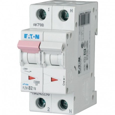 PLZM-B2/1N-MW - PLZM-B2/1N-MW 242298 EATON ELECTRIC Over current switch, 2A, 1pole+N, type B characteristic