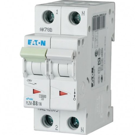 PLZM-B8/1N-MW - PLZM-B8/1N-MW 242305 EATON ELECTRIC Over current switch, 8A, 1pole+N, type B characteristic