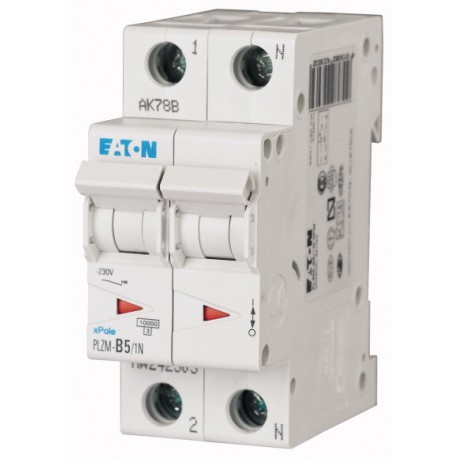 PLZM-C5/1N-MW - PLZM-C5/1N-MW 242329 EATON ELECTRIC Over current switch, 5A, 1pole+N, type C characteristic