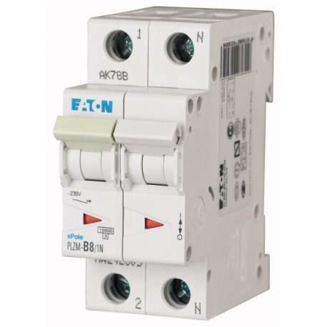 PLZM-C8/1N-MW - PLZM-C8/1N-MW 242331 EATON ELECTRIC Over current switch, 8A, 1pole+N, type C characteristic