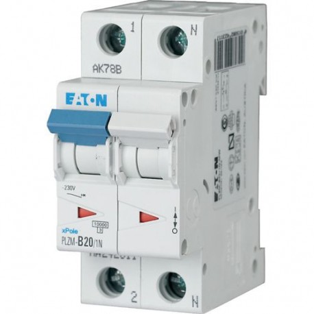 PLZM-C20/1N-MW - PLZM-C20/1N-MW 242337 Y7-242337 EATON ELECTRIC Over current switch, 20A, 1pole+N, type C characteristic