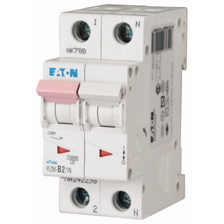 PLZM-D2/1N-MW - PLZM-D2/1N-MW 242347 EATON ELECTRIC Over current switch, 2A, 1pole+N, type D characteristic