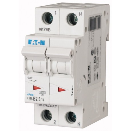 PLZM-D2,5/1N-MW - PLZM-D2,5/1N-MW 242348 EATON ELECTRIC Over current switch, 2, 5 A, 1pole+N, type D characteristic
