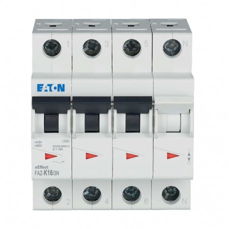 FAZ-K16/3N - FAZ-K16/3N 279013 Y7-279013 EATON ELECTRIC Miniature circuit breaker (MCB), 16A, 3Np, K-Char, AC