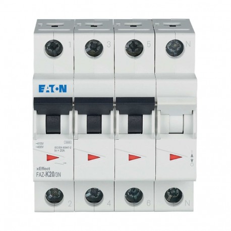 FAZ-K20/3N - FAZ-K20/3N 279014 Y7-279014 EATON ELECTRIC Miniature circuit breaker (MCB), 20A, 3Np, K-Char, AC