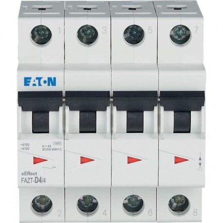 FAZT-D4/4 - FAZT-D4/4 240971 Y7-240971 EATON ELECTRIC Miniature circuit breaker (MCB), 4A, 4p, D-Char, AC