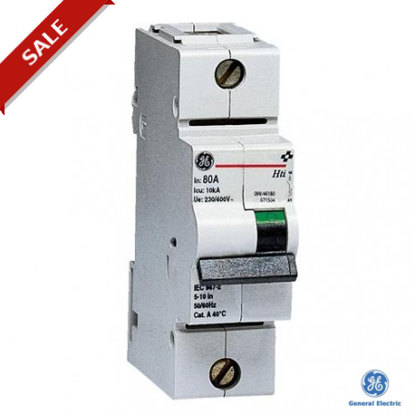 HTI101C080 - HTI1011PC80 671528 GENERAL ELECTRIC Miniature circuit breaker HTI10000 1P 80A 5-10 IN
