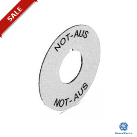 080XTGR02 - 080XTGR02 179526 GENERAL ELECTRIC Round plates for emergency, With text, EMERGENCY STOP, Ø 59mm