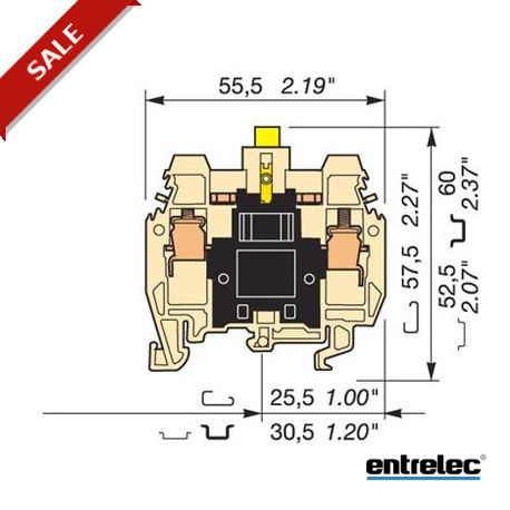 1SNA400015R2000 - 1SNA400015R2000 ENTRELEC ES8-CG Screw Clamp Terminal Block Disconnect Beige