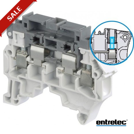 1SNK508411R0000 - 1SNK508411R0000 ENTRELEC ZS4-SF1-T2 Screw Clamp Terminal Block for Fuses 5x20 and 5x25 mm Grey with 2 test s..