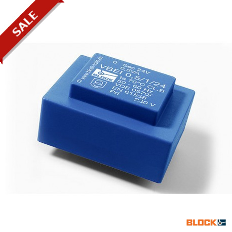 VBEI 0,5/1/9 - VBEI 0,5/1/9 BLOCK Short circuit proof PCB transformershort circuit proof, encapsulated, low profile, PRI 2..