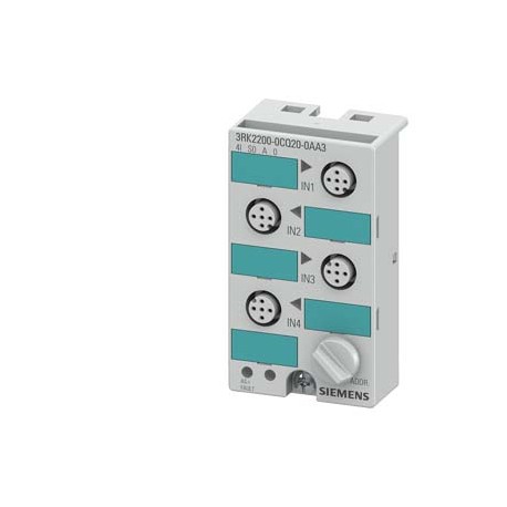 3RK2200-0CQ20-0AA3 - 3RK2200-0CQ20-0AA3 SIEMENS AS-i compact module K45 digital A/B slave, 4 DI, IP67 4 x input, maximum 200 mA 4..