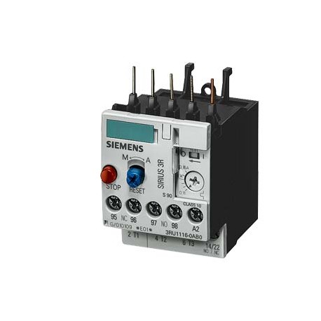 3RU1116-0FB0 - 3RU1116-0FB0 SIEMENS OVERLOAD RELAY, 0.35...0.5 A, 1NO+1NC, SIZE S00, CLASS 10, FOR CONTACTOR MOUNTING