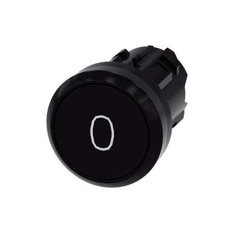 3SU1000-0AB10-0AD0 - 3SU1000-0AB10-0AD0 SIEMENS Pushbutton, 22 mm, round, plastic, black, inscription: O, pushbutton, flat, momen..