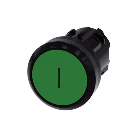 3SU1000-0AB40-0AC0 - 3SU1000-0AB40-0AC0 SIEMENS Pushbutton, 22 mm, round, plastic, green, inscription: I, pushbutton, flat, momen..