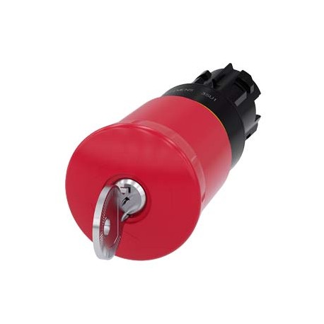 3SU1000-1HN20-0AA0 - 3SU1000-1HN20-0AA0 SIEMENS EMERGENCY STOP mushroom pushbutton, 22 mm, round, plastic, red, 40 mm, with lock ..