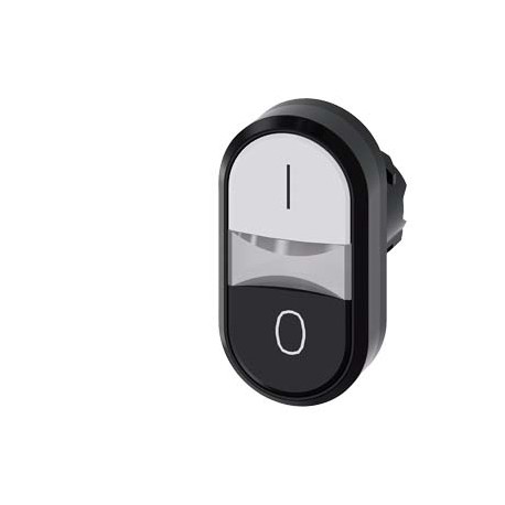 3SU1000-3AB61-0AK0 - 3SU1000-3AB61-0AK0 SIEMENS Twin pushbutton, 22 mm, round, plastic, white: I, Black: O, pushbuttons, flat