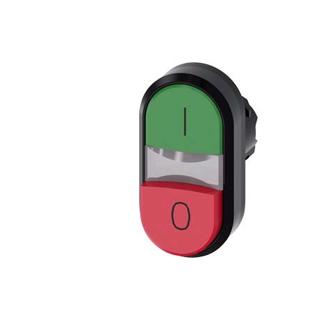 3SU1001-3BB42-0AK0 - 3SU1001-3BB42-0AK0 SIEMENS Illuminated twin pushbutton, 22 mm, round, plastic, green: I, red: O, pushbuttons..