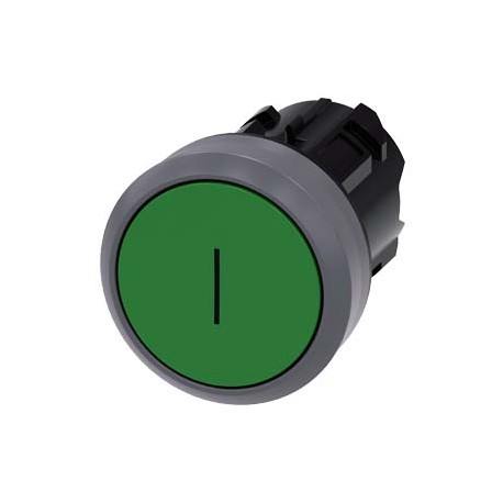 3SU1030-0AB40-0AC0 - 3SU1030-0AB40-0AC0 SIEMENS Pushbutton, 22 mm, round, plastic with metal front ring, green, inscription: I, p..