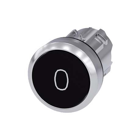 3SU1050-0AB10-0AD0 - 3SU1050-0AB10-0AD0 SIEMENS Pushbutton, 22 mm, round, metal, shiny, black, inscription: O, pushbutton, flat m..