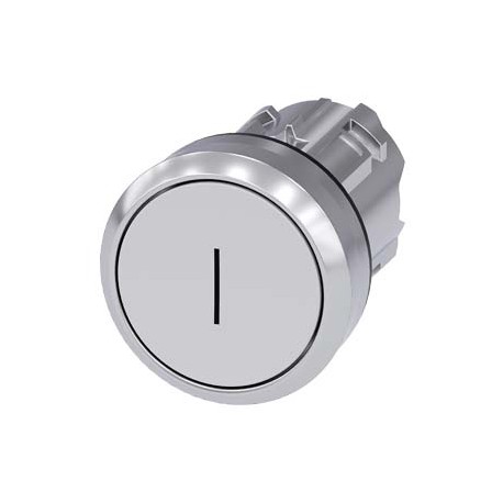 3SU1050-0AB60-0AC0 - 3SU1050-0AB60-0AC0 SIEMENS Pushbutton, 22 mm, round, metal, shiny, white, inscription: I, pushbutton, flat m..