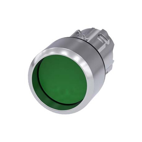 3SU1050-0CB40-0AA0 - 3SU1050-0CB40-0AA0 SIEMENS Pushbutton, 22 mm, round, metal, shiny, green, Front ring, raised, momentary cont..