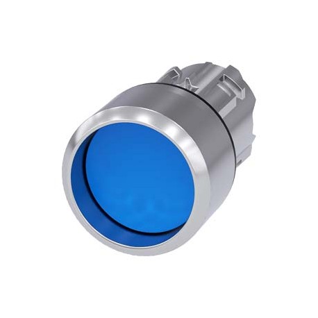 3SU1050-0CB50-0AA0 - 3SU1050-0CB50-0AA0 SIEMENS Pushbutton, 22 mm, round, metal, shiny, blue, Front ring, raised, momentary conta..