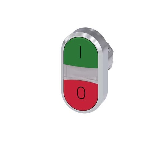 3SU1050-3AB42-0AK0 - 3SU1050-3AB42-0AK0 SIEMENS Twin pushbutton, 22 mm, round, metal, shiny, green: I, red: O, pushbuttons, flat
