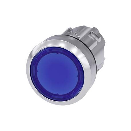 3SU1051-0AA50-0AA0 - 3SU1051-0AA50-0AA0 SIEMENS Illuminated pushbutton, 22 mm, round, metal, shiny, blue, pushbutton, flat, latch..