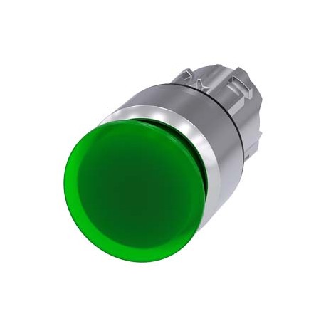 3SU1051-1AA40-0AA0 - 3SU1051-1AA40-0AA0 SIEMENS Illuminated mushroom pushbutton, 22 mm, round, metal, shiny, green, 30 mm, latchi..