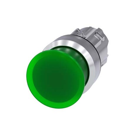 3SU1051-1AD40-0AA0 - 3SU1051-1AD40-0AA0 SIEMENS Illuminated mushroom pushbutton, 22 mm, round, metal, shiny, green, 30 mm, moment..