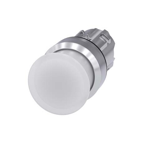 3SU1051-1AD60-0AA0 - 3SU1051-1AD60-0AA0 SIEMENS Illuminated mushroom pushbutton, 22 mm, round, metal, shiny, white, 30 mm, moment..
