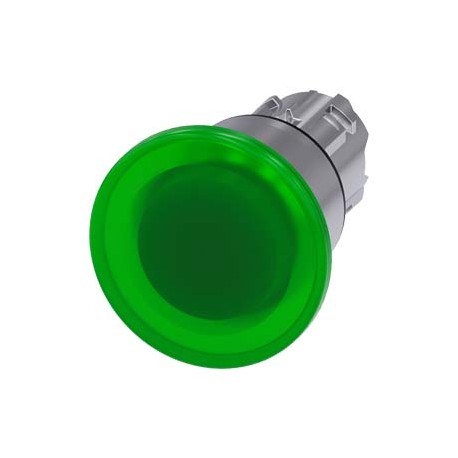 3SU1051-1BA40-0AA0 - 3SU1051-1BA40-0AA0 SIEMENS Illuminated mushroom pushbutton, 22 mm, round, metal, shiny, green, 40 mm, latchi..