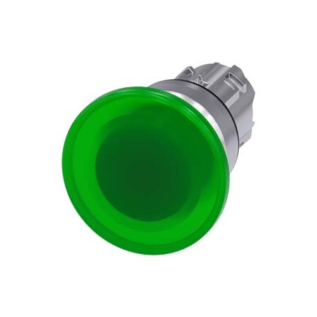 3SU1051-1BD40-0AA0 - 3SU1051-1BD40-0AA0 SIEMENS Illuminated mushroom pushbutton, 22 mm, round, metal, shiny, green, 40 mm, moment..