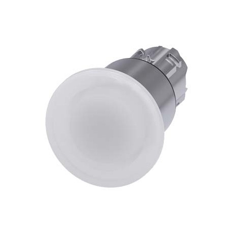 3SU1051-1ED60-0AA0 - 3SU1051-1ED60-0AA0 SIEMENS Illuminated mushroom pushbutton, 22 mm, round, metal, shiny, white, 40 mm, 3 swit..
