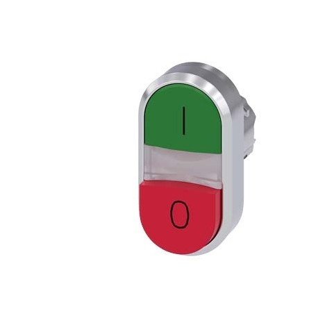 3SU1051-3BB42-0AK0 - 3SU1051-3BB42-0AK0 SIEMENS Illuminated twin pushbutton, 22 mm, round, metal, shiny, green: I, red: O, pushbu..