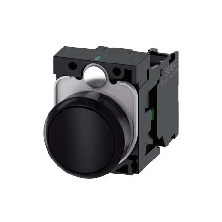 3SU1100-0AB10-1BA0 - 3SU1100-0AB10-1BA0 SIEMENS Pushbutton, 22 mm, round, plastic, black, pushbutton, flat, momentary contact typ..