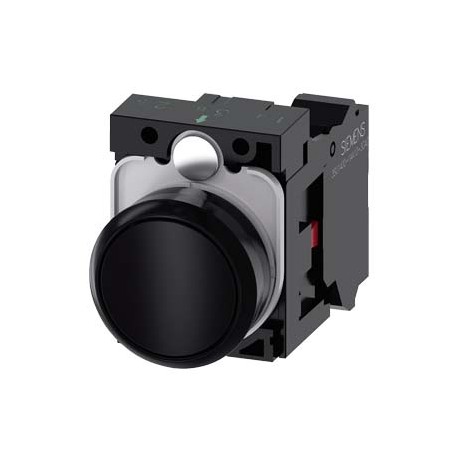 3SU1100-0AB10-3CA0 - 3SU1100-0AB10-3CA0 SIEMENS Pushbutton, 22 mm, round, plastic, black, pushbutton, flat, momentary contact typ..