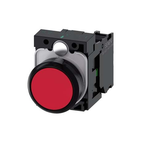 3SU1100-0AB20-1BA0 - 3SU1100-0AB20-1BA0 SIEMENS Pushbutton, 22 mm, round, plastic, red, pushbutton, flat, momentary contact type,..