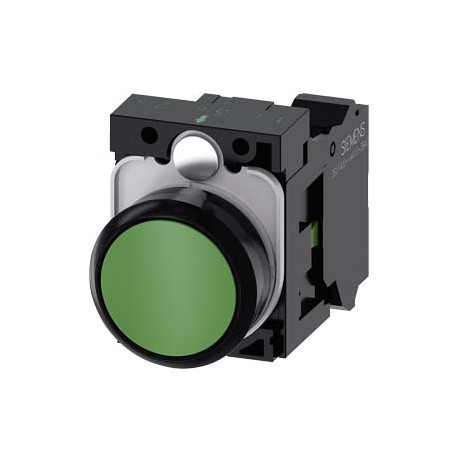 3SU1100-0AB40-3BA0 - 3SU1100-0AB40-3BA0 SIEMENS Pushbutton, 22 mm, round, plastic, green, pushbutton, flat, momentary contact typ..