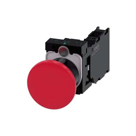 3SU1100-1BA20-3FA0 - 3SU1100-1BA20-3FA0 SIEMENS Mushroom pushbutton, 22 mm, round, plastic, red, 40 mm, latching, pull-to-unlatch..