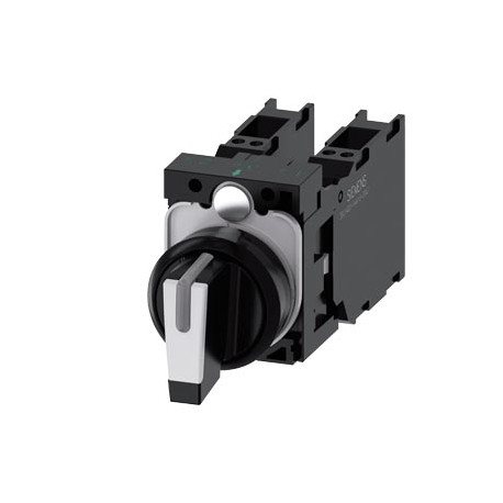 3SU1100-2BM60-3LA0 - 3SU1100-2BM60-3LA0 SIEMENS Selector switch, illuminable, 22 mm, round, plastic, white, selector switch, shor..