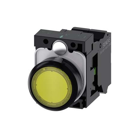 3SU1102-0AB30-3BA0 - 3SU1102-0AB30-3BA0 SIEMENS Illuminated pushbutton, 22 mm, round, plastic, yellow, pushbutton, flat, momentar..