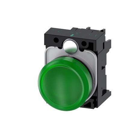 3SU1102-6AA40-1AA0 - 3SU1102-6AA40-1AA0 SIEMENS Indicator lights, 22 mm, round, plastic, green, lens, smooth, with holder, LED mo..