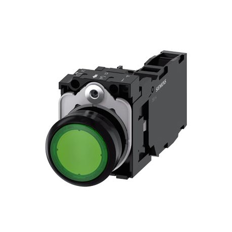 3SU1103-0AB40-1FA0 - 3SU1103-0AB40-1FA0 SIEMENS Illuminated pushbutton, 22 mm, round, plastic, green, pushbutton, flat, momentary..