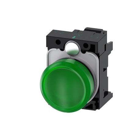 3SU1103-6AA40-3AA0 - 3SU1103-6AA40-3AA0 SIEMENS Indicator lights, 22 mm, round, plastic, green, lens, smooth, with holder, LED mo..